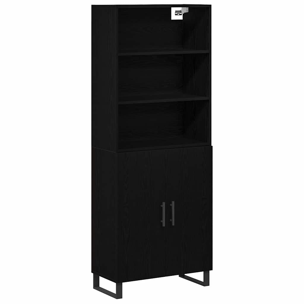 Highboard Μαύρη Οξυά 69,5 x 34 x 180 εκ. Επεξεργασμένο ξύλο - Pakobazaar