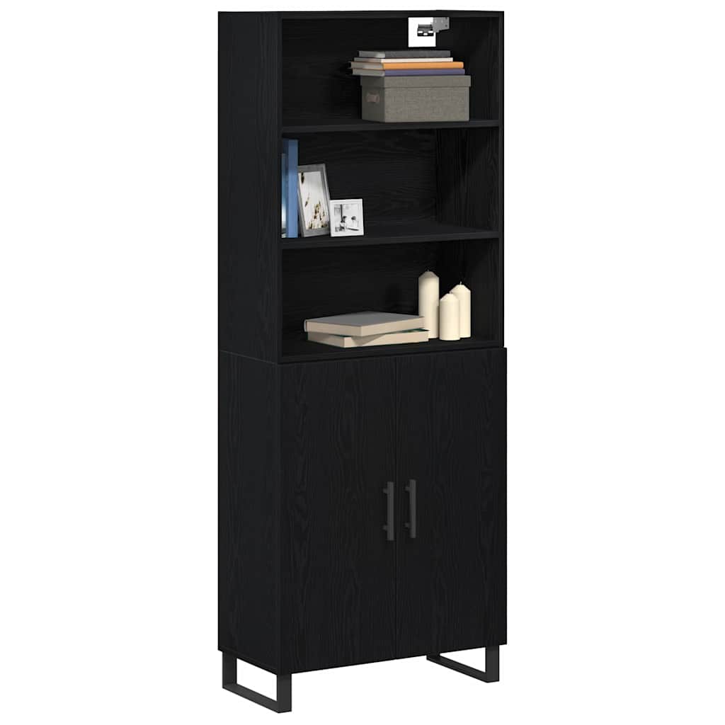 Highboard Μαύρη Οξυά 69,5 x 34 x 180 εκ. Επεξεργασμένο ξύλο - Pakobazaar