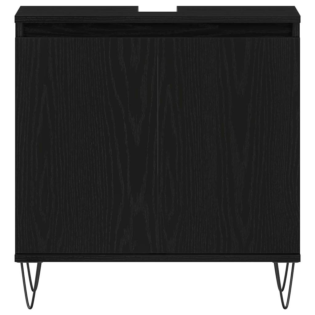 Σετ Επίπλων Μπάνιου με πόρτα 3 pcs Μαύρη Οξυά 30 x 30 x 190 εκ