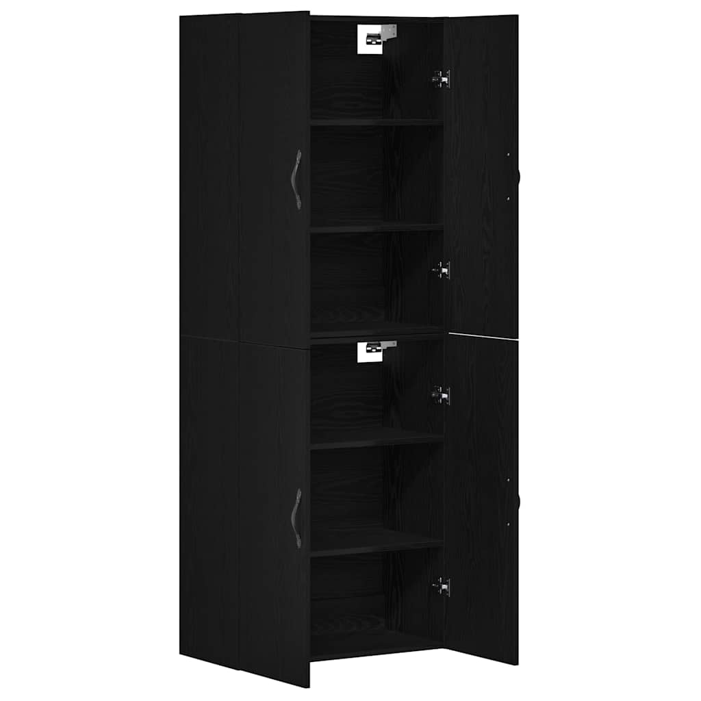 Τοίχου Ντουλάπα Επιτοίχιο 2 pcs Μαύρη Οξυά 69,5 x 34 x 90 εκ.