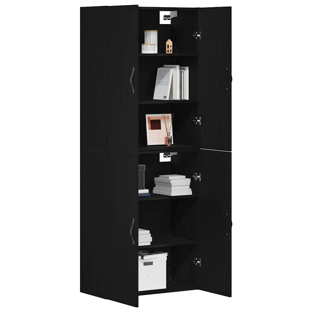 Τοίχου Ντουλάπα Επιτοίχιο 2 pcs Μαύρη Οξυά 69,5 x 34 x 90 εκ.