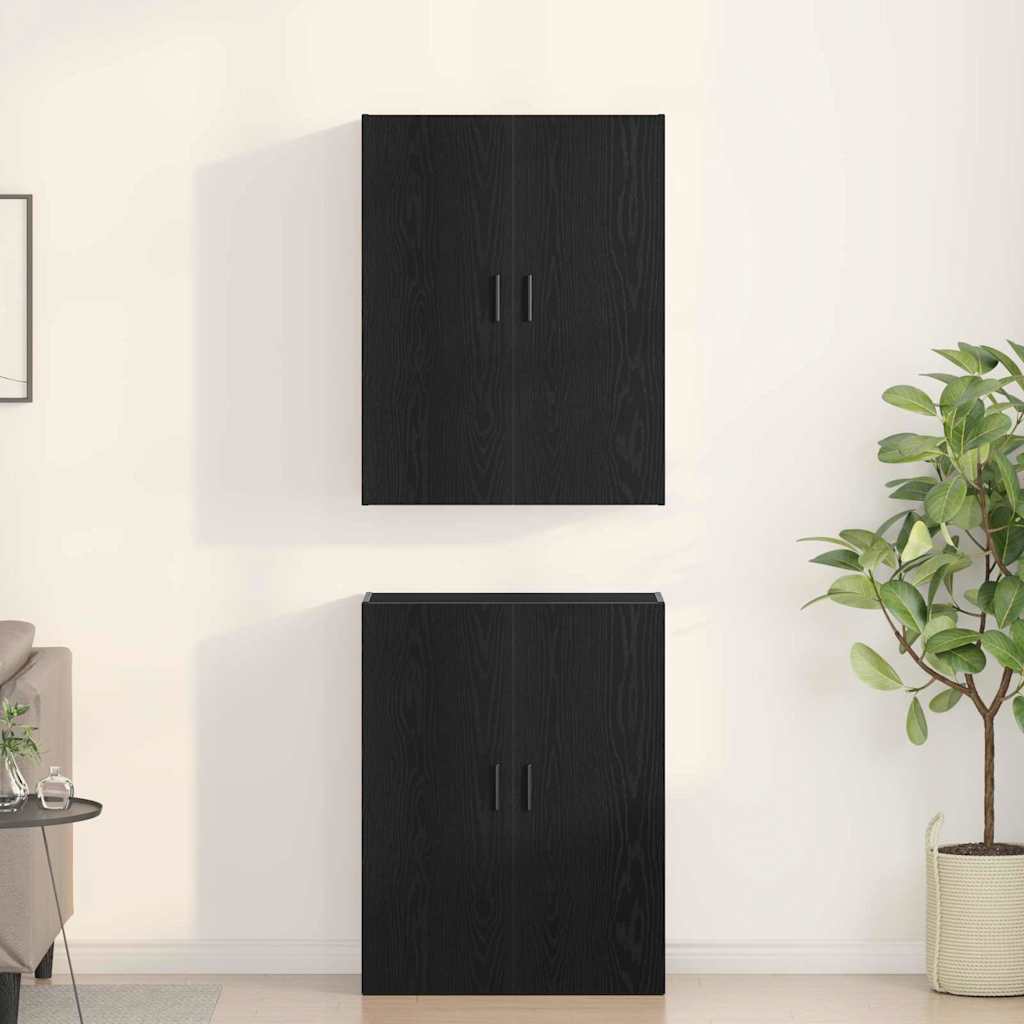 Τοίχου Ντουλάπα Επιτοίχιο 2 pcs Μαύρη Οξυά 69,5 x 34 x 90 εκ. - Pakobazaar