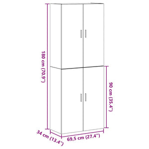 Τοίχου Ντουλάπα Επιτοίχιο 2 pcs Μαύρη Οξυά 69,5 x 34 x 90 εκ. - Pakobazaar