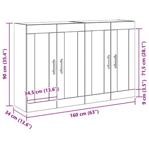 Ντουλάπα τοίχου 2 τμχ. Παλιό ξύλο 69,5 x 34 x 90 εκ.