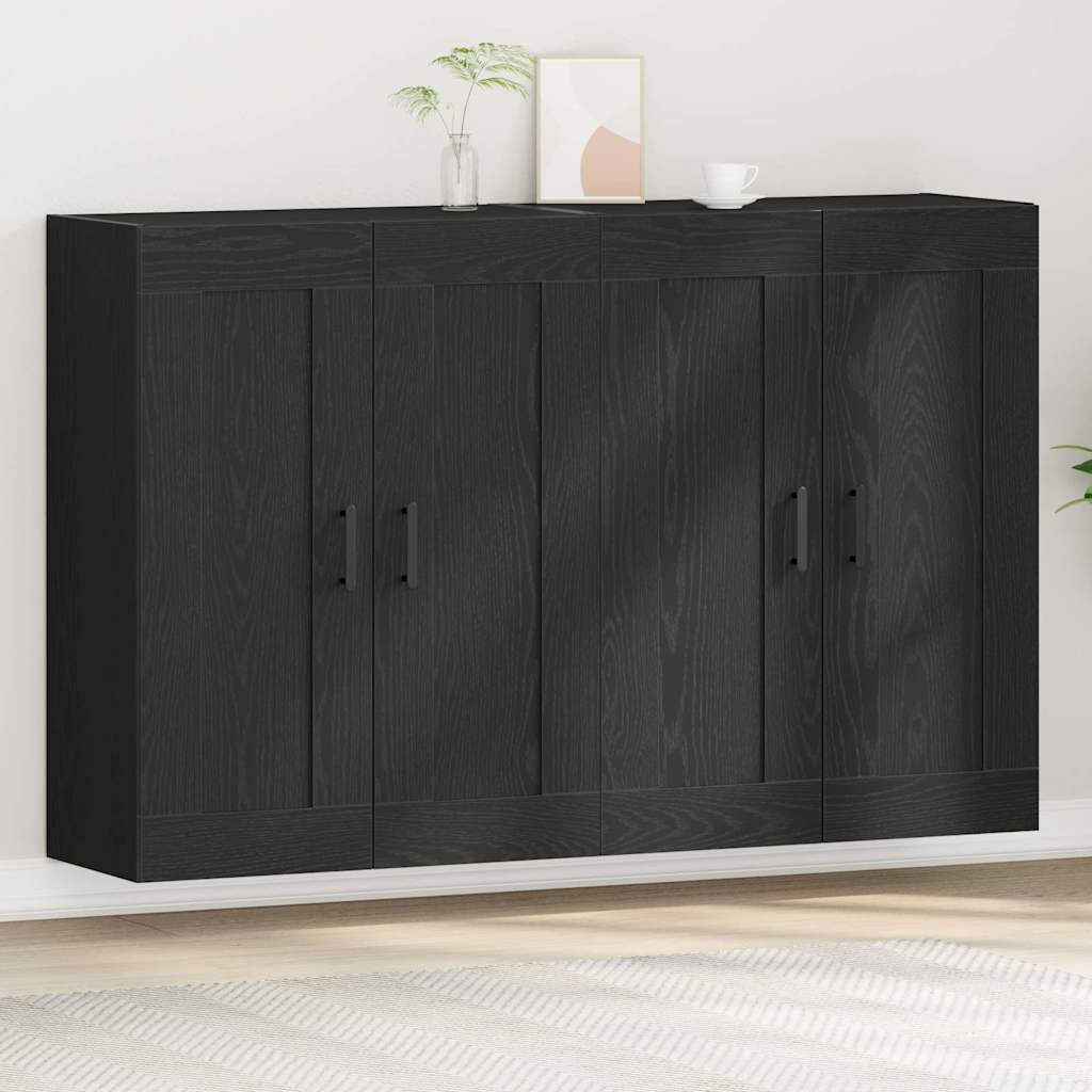 Ντουλάπα τοίχου Επιτοίχιο 2 pcs Μαύρη Οξυά 69,5 x 34 x 90 εκ.