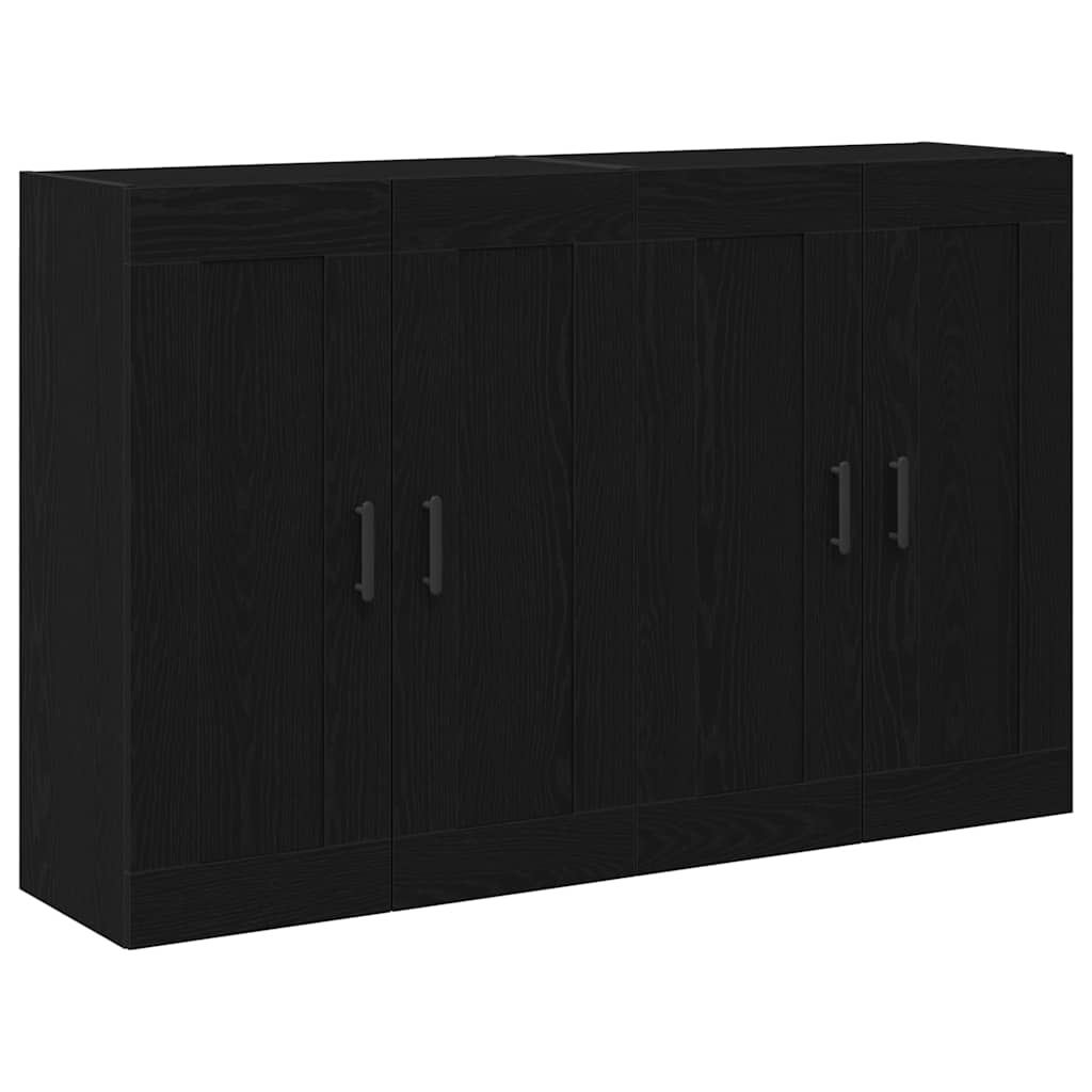 Ντουλάπα τοίχου Επιτοίχιο 2 pcs Μαύρη Οξυά 69,5 x 34 x 90 εκ.