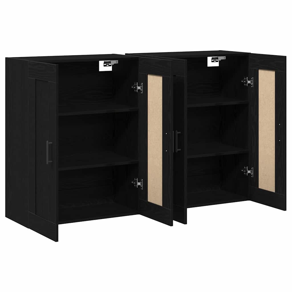 Ντουλάπα τοίχου Επιτοίχιο 2 pcs Μαύρη Οξυά 69,5 x 34 x 90 εκ.