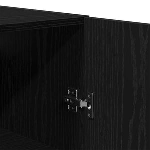 Highboard 2 pcs Μαύρη Οξυά Μηχανική ξυλεία και γυαλί - Pakobazaar