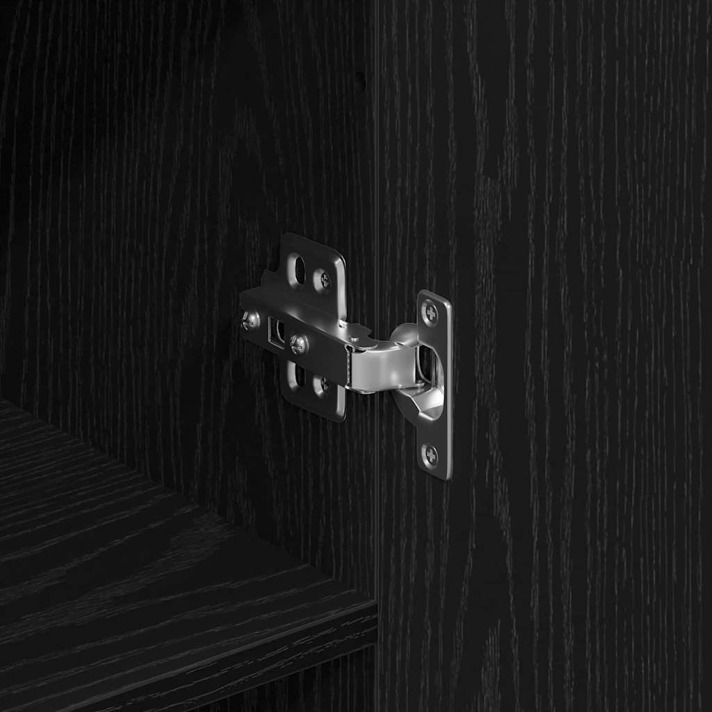 Highboard 2 pcs Μαύρη Οξυά Μηχανική ξυλεία και γυαλί - Pakobazaar