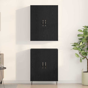 Highboard 2 pcs Μαύρη Οξυά Μηχανική ξυλεία και γυαλί - Pakobazaar