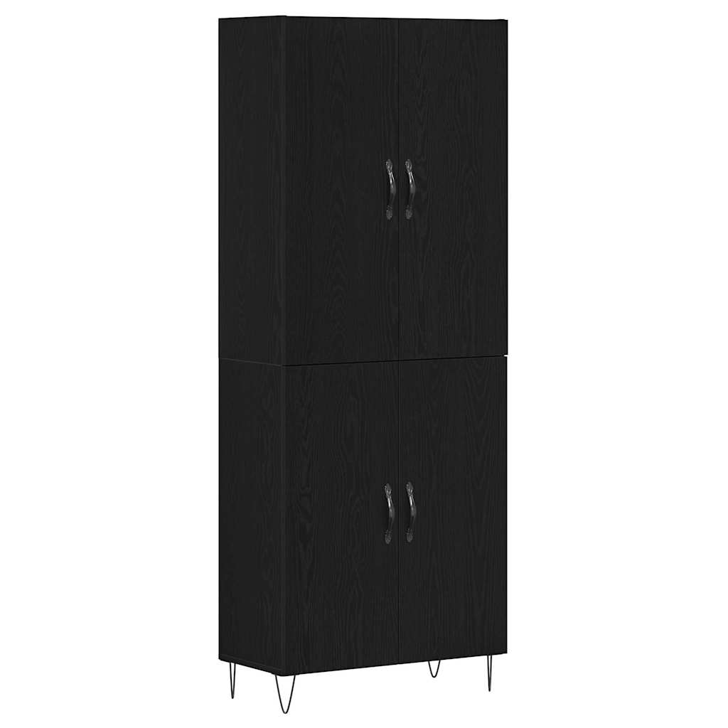 Highboard 2 pcs Μαύρη Οξυά Μηχανική ξυλεία και γυαλί - Pakobazaar