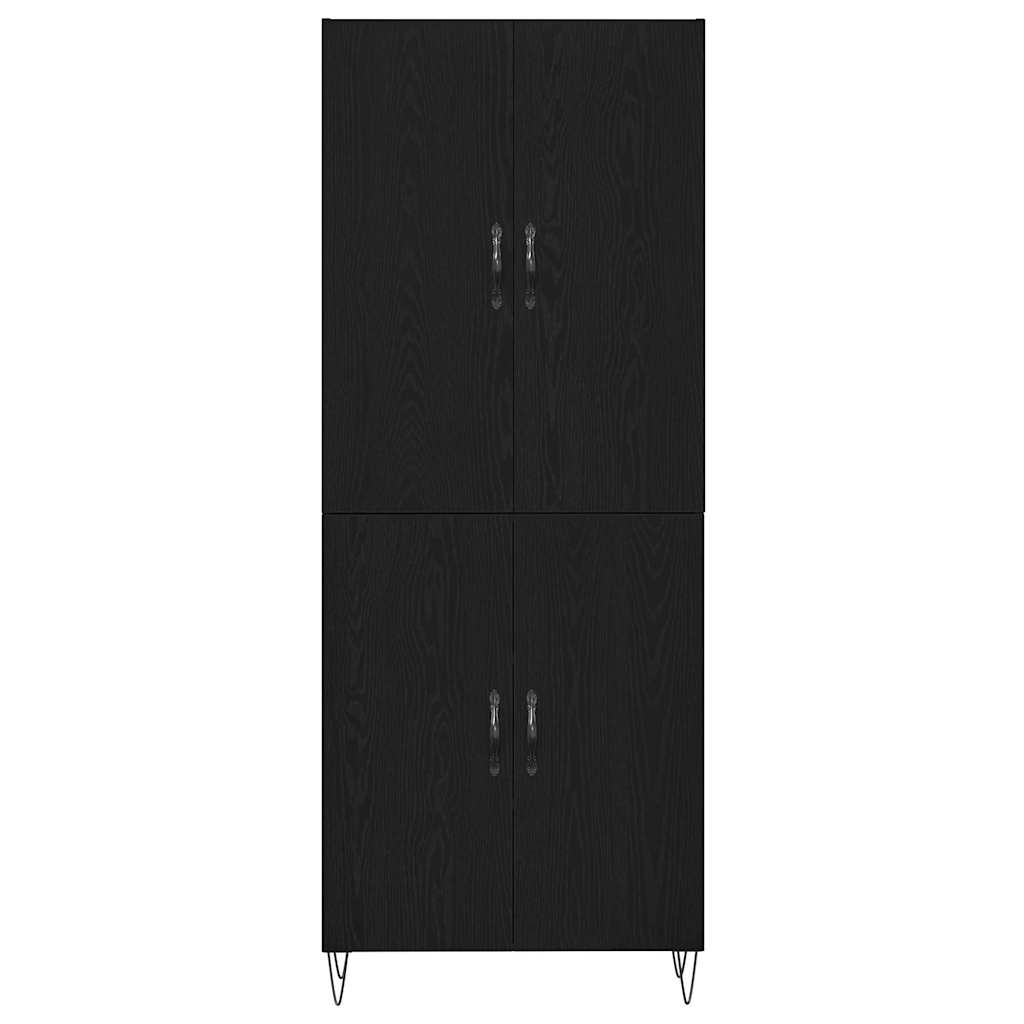 Highboard 2 pcs Μαύρη Οξυά Μηχανική ξυλεία και γυαλί - Pakobazaar