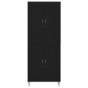 Highboard 2 pcs Μαύρη Οξυά Μηχανική ξυλεία και γυαλί - Pakobazaar