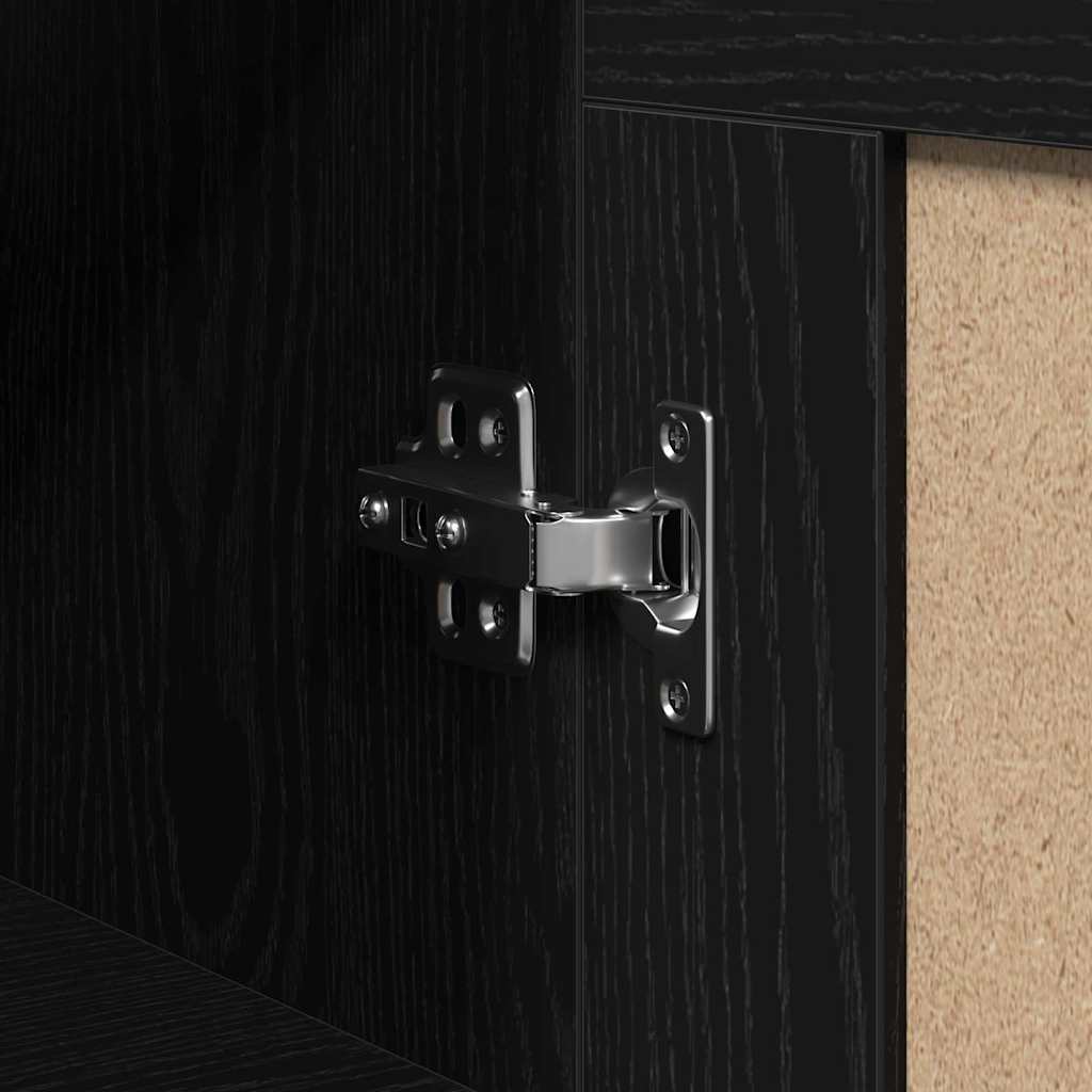 Highboard Μαύρη Οξυά 69,5 x 34 x 180 εκ. Επεξεργασμένο ξύλο