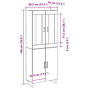Highboard 2 τμχ. Μαύρη Οξυά 69,5 x 34 x 180 εκ.