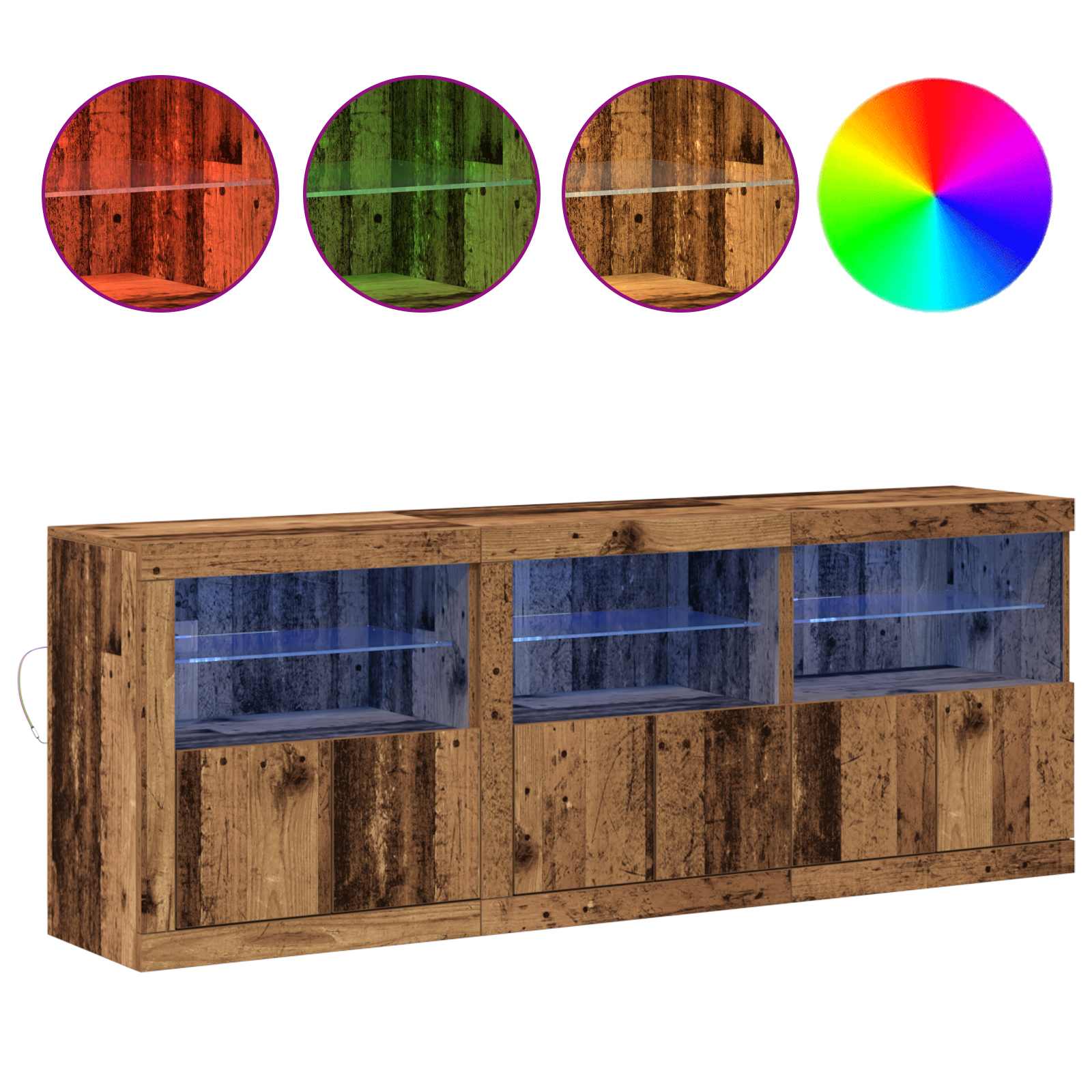 Πλευρικό Τραπέζι LED Παλιό Ξύλο 181 x 37 x 67 εκ. - Pakobazaar