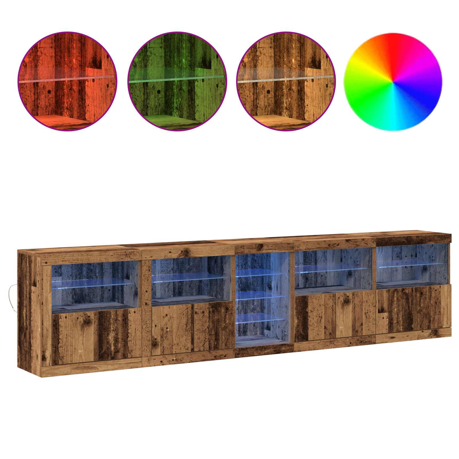 Πλευρικό Τραπέζι LED Παλιό ξύλο 283 x 37 x 67 εκ - Pakobazaar