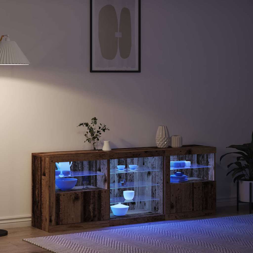 Πλευρικό Τραπέζι LED Παλιό ξύλο 181,5 x 37 x 67 εκ. - Pakobazaar
