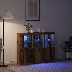 Πλευρικό Τραπέζι LED 3 pcs Παλιό ξύλο 123 x 37 x 100 εκ - Pakobazaar