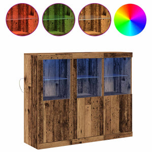 Πλευρικό Τραπέζι LED 3 pcs Παλιό ξύλο 123 x 37 x 100 εκ - Pakobazaar