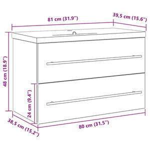 Ντουλάπα Νιπτήρα Mπάνιου 2 pcs Παλιό Ξύλο 80 x 38,5 x 48 cm - Pakobazaar
