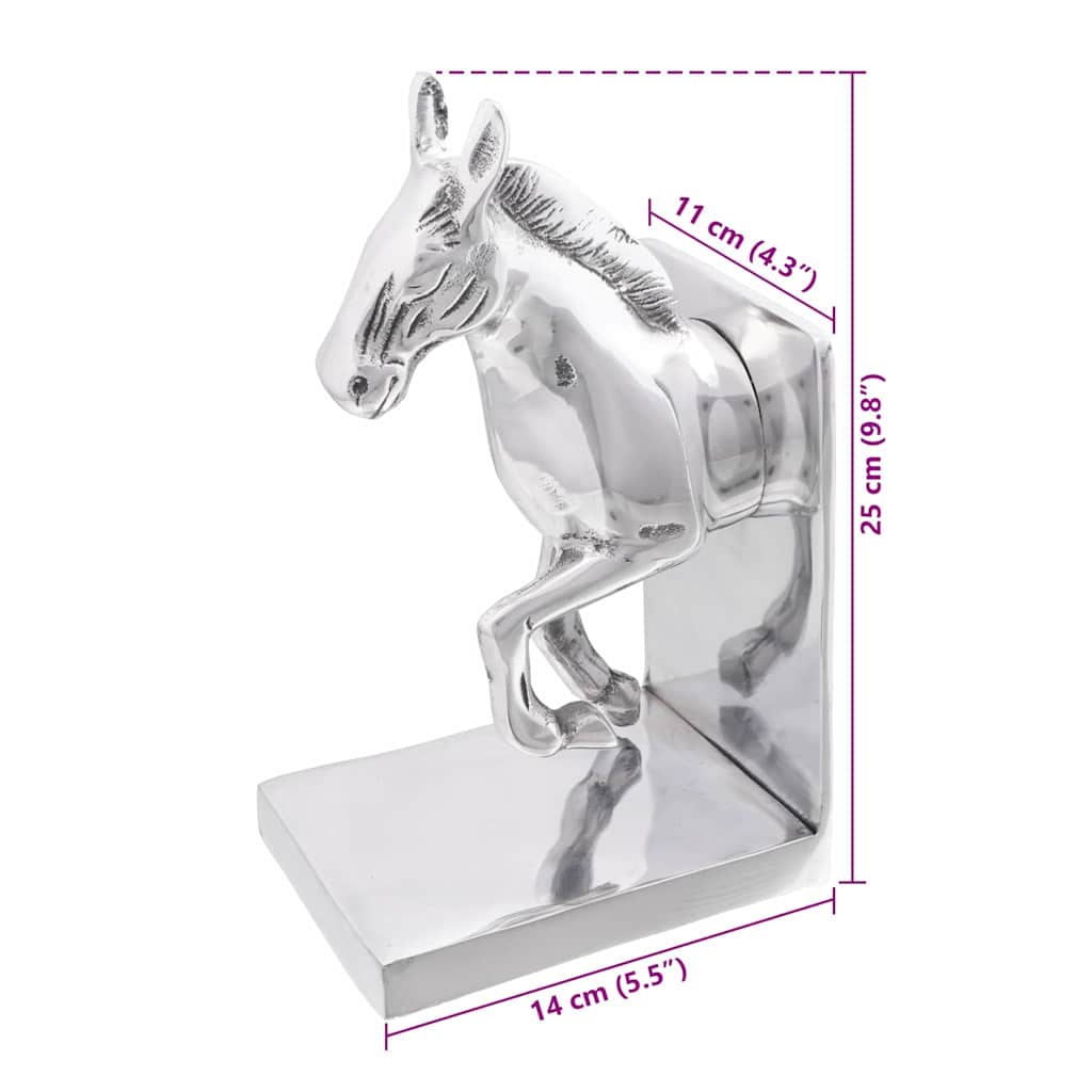 Βιβλιοστάτες 2 pcs Ασημί 11 x 14 x 25 εκ. Αλουμίνιο