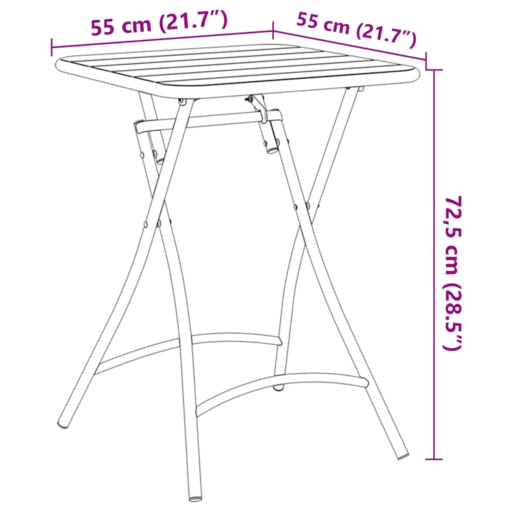 Τραπέζι Bistro Λευκό 55 x 55 x 72,5 εκ. Ατσάλι με Πούδρα