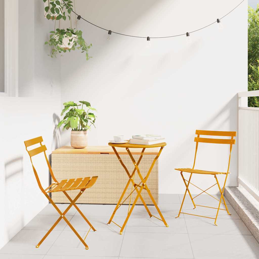 Πτυσσόμενη Καρέκλα Κήπου 2 pcs Μουσταρδί 42 x 46 x 82εκ Μέταλλο