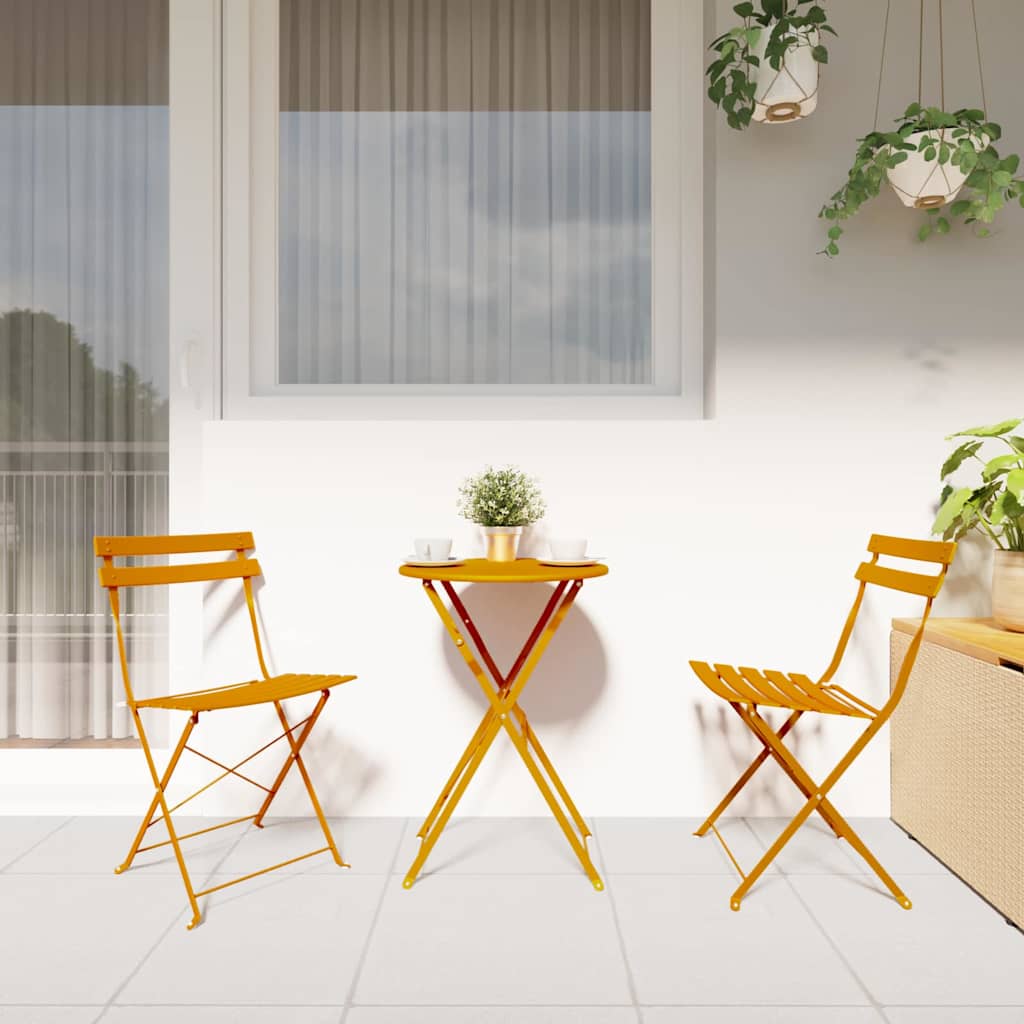 Πτυσσόμενη Καρέκλα Κήπου 2 pcs Μουσταρδί 42 x 46 x 82εκ Μέταλλο