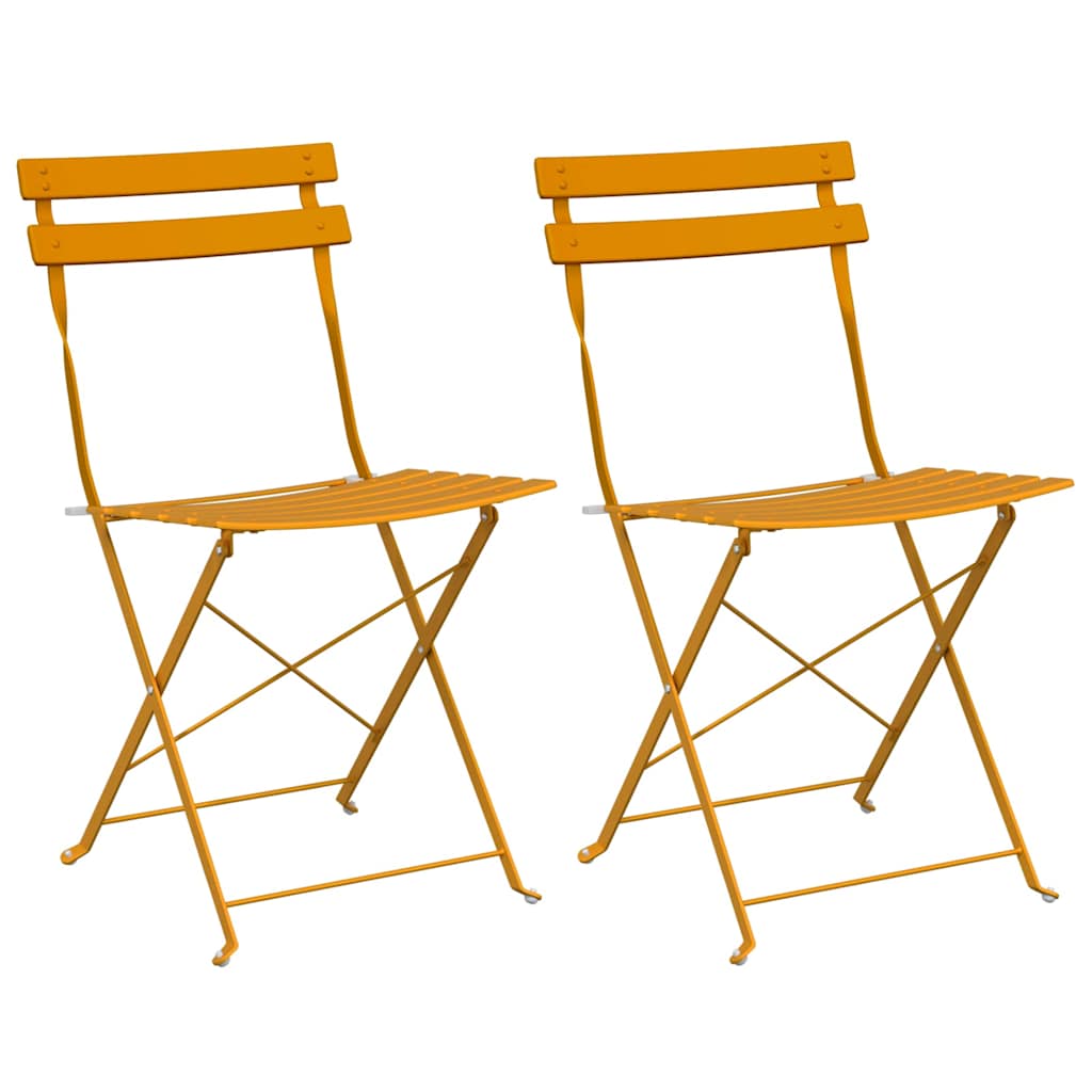 Πτυσσόμενη Καρέκλα Κήπου 2 pcs Μουσταρδί 42 x 46 x 82εκ Μέταλλο