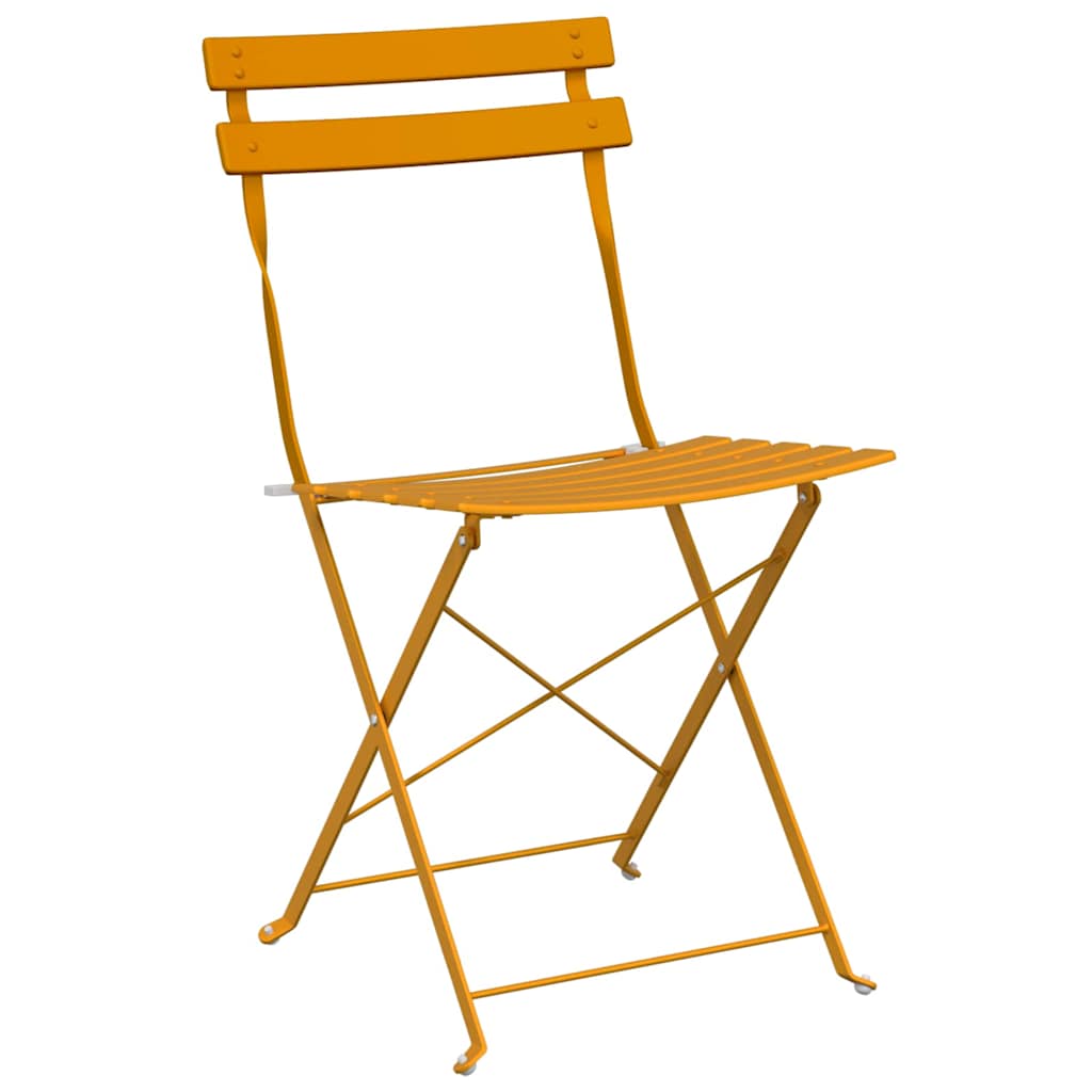 Πτυσσόμενη Καρέκλα Κήπου 2 pcs Μουσταρδί 42 x 46 x 82εκ Μέταλλο