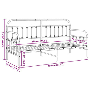 Σκελετός κρεβατιού ημέρας Μαύρο 75 x 190 cm - Pakobazaar