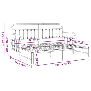 Σκελετός κρεβατιού ημέρας Μαύρο 80 x 200 cm - Pakobazaar