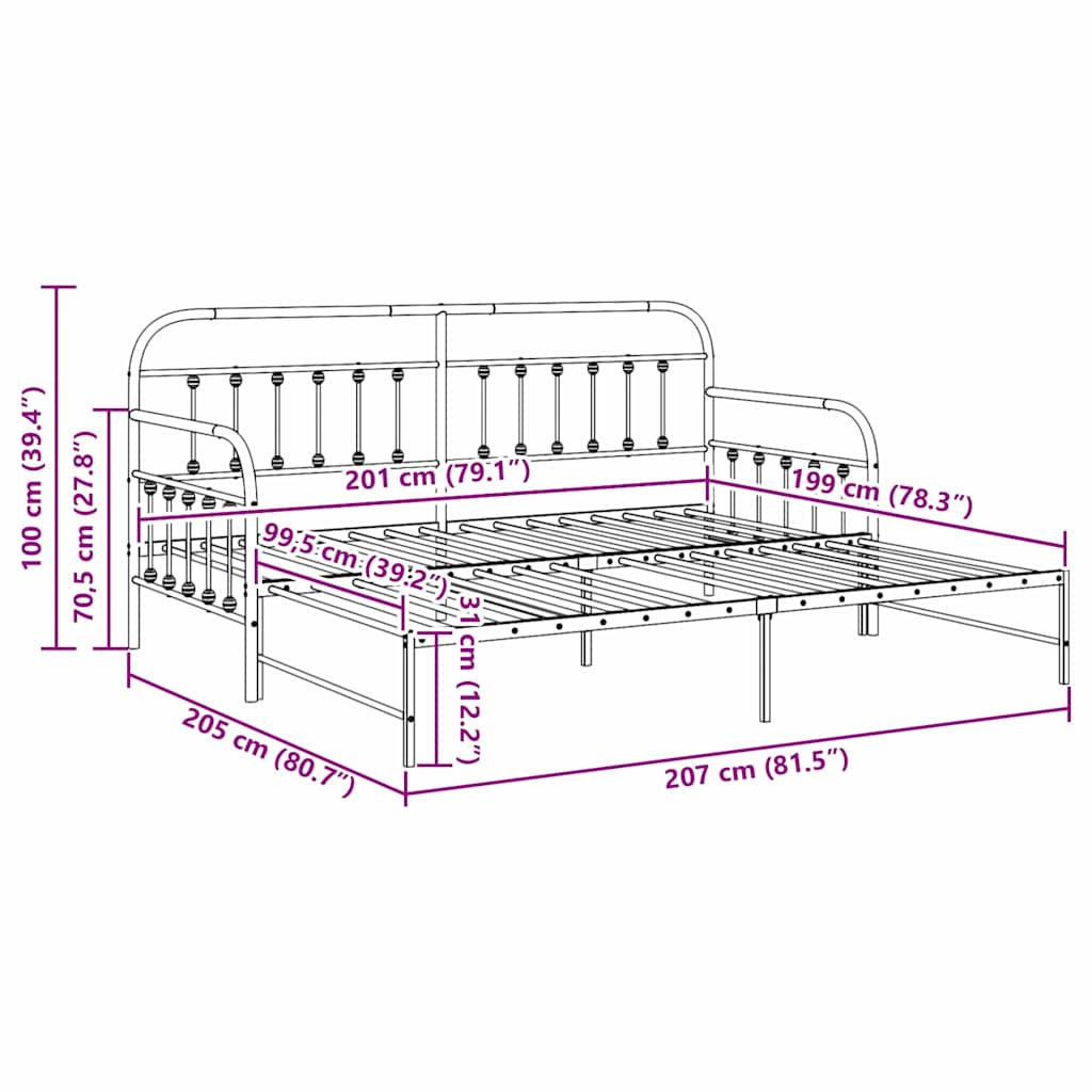 Σκελετός κρεβατιού ημέρας Λευκό 100 x 200 cm
