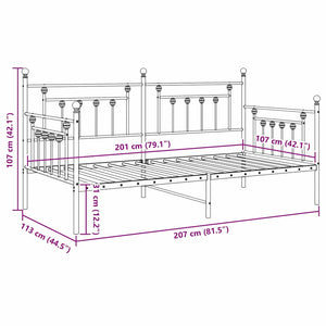 Σκελετός κρεβατιού ημέρας Μαύρο 107 x 203 cm Ατσάλι - Pakobazaar