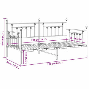 Σκελετός κρεβατιού ημέρας Λευκό 90 x 200 cm Ατσάλι
