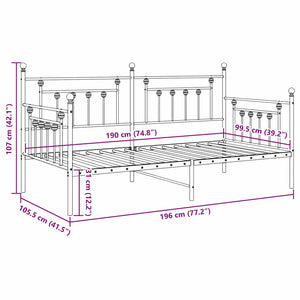 Σκελετός κρεβατιού ημέρας Λευκό 100 x 190 cm Ατσάλι - Pakobazaar