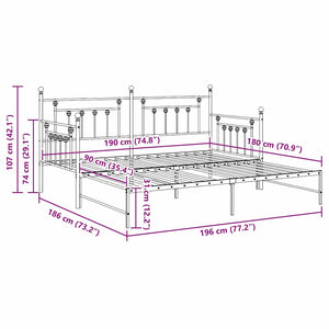 Σκελετός κρεβατιού ημέρας Λευκό 90 x 190 cm Ατσάλι - Pakobazaar