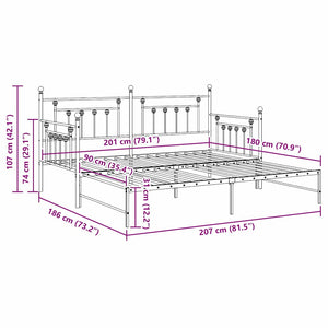 Σκελετός κρεβατιού ημέρας Λευκό 90 x 200 cm Ατσάλι - Pakobazaar