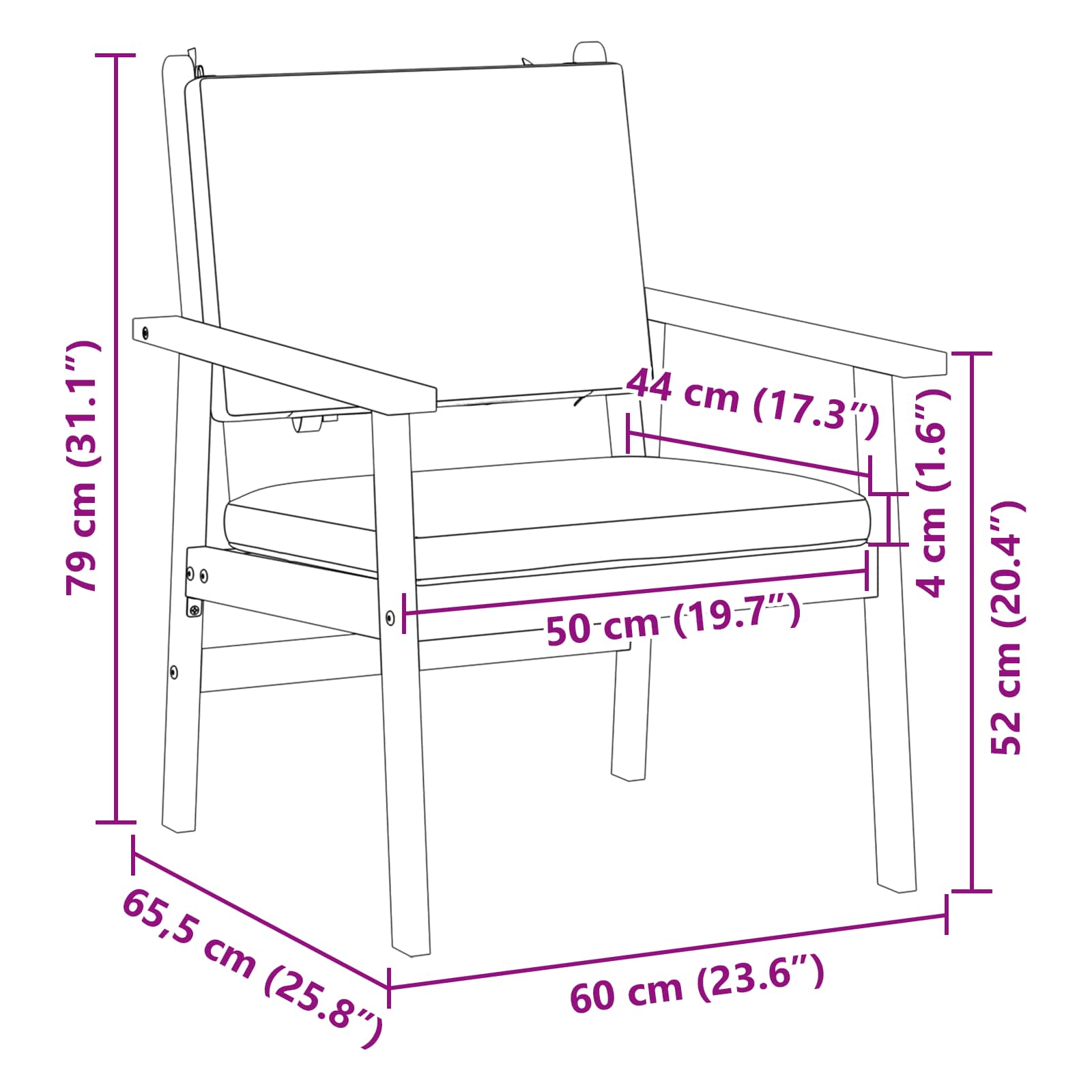 Καρέκλα Κήπου 2 pcs Κρέμες λευκό Στερεό Ξύλο Ακακίας - Pakobazaar