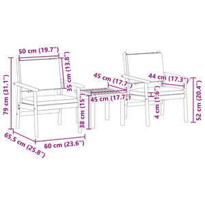 Σετ Καναπέ Κήπου 3 τεμ. 2-Αριθμός καθισμάτων Κρέμες λευκό
