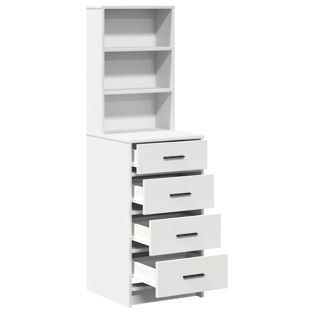 Highboard με συρτάρι Λευκό 40 x 41 x 135 εκ. Επεξεργασμένο ξύλο