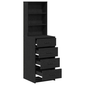 Highboard Μαύρη δρυς 40 x 41 x 135 εκ. Επεξεργασμένο ξύλο - Pakobazaar