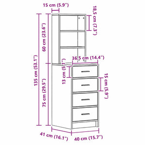 Highboard Παλαιό ξύλο 40 x 41 x 135 εκ. Επεξεργασμένο Ξύλο