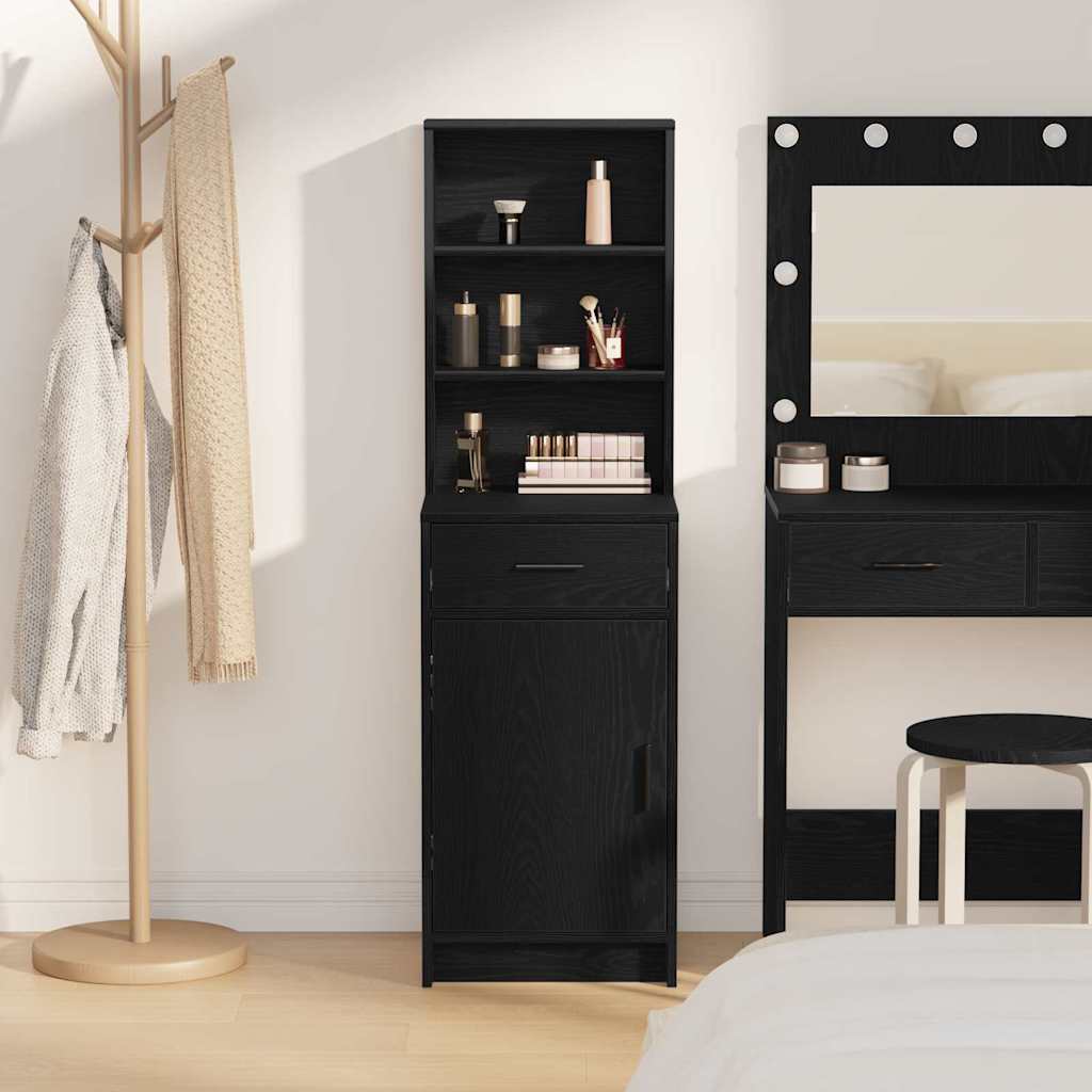 Highboard Μαύρη Οξυά 40 x 40,5 x 135 εκ. Επεξεργασμένο ξύλο