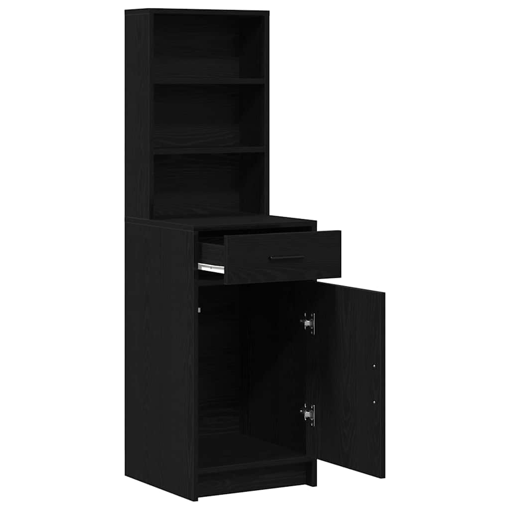 Highboard Μαύρη Οξυά 40 x 40,5 x 135 εκ. Επεξεργασμένο ξύλο