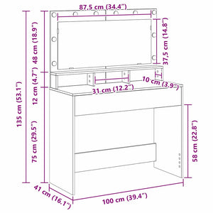 Τραπέζι περιποίησης Καφέ δρυς 100 x 41 x 135 εκ. - Pakobazaar