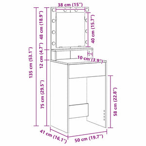 Τραπέζι περιποίησης με ράφι Μαύρη Οξυά 50 x 41 x 135 εκ - Pakobazaar