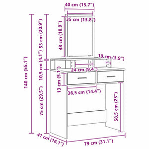 Τραπέζι περιποίησης Δρύς Sonoma 79 x 41 x 140 εκ.