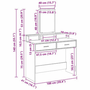 Τραπέζι περιποίησης Λευκό 100 x 41 x 140 εκ. Επεξεργασμένο Ξύλο